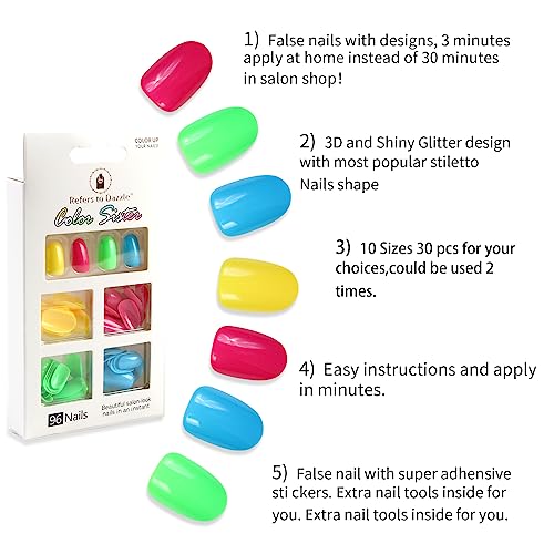 Vibrant Red and Yellow Acrylic Nail Art Set for Creative Designs, 12 Piece Kit - Image 8