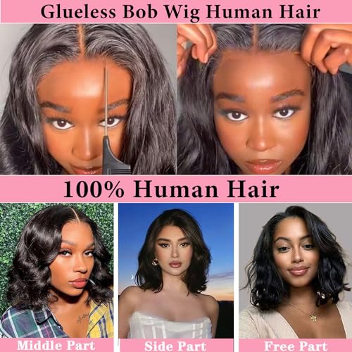 Short Wavy Human Hair Wig for Women - Natural Look, Comfortable Fit, Medium Size - Image 4