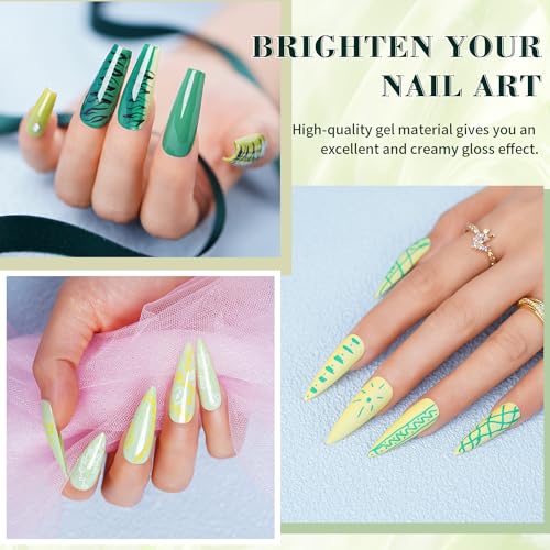 LanFo Green Gel Nail Polish Set, 6 Colors Gel Nail Polish Green Collection Gel Nail Polish for Spring Summer DIY Nail Art Manicure at Home - Image 5
