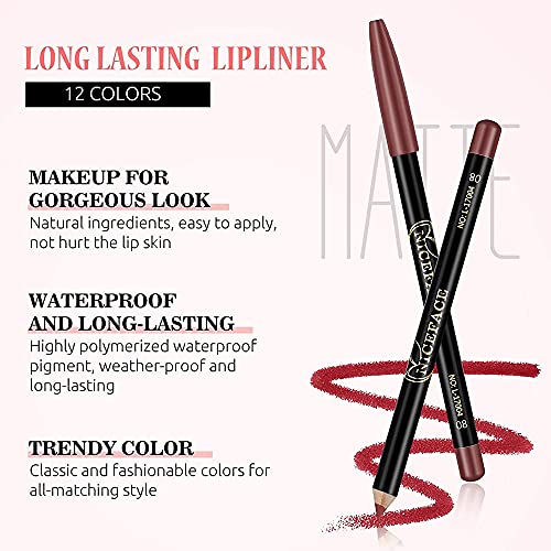 Waterproof Lip Liner Pencil Set 12 Vibrant Long-lasting Colors for All-day Wear - Image 7