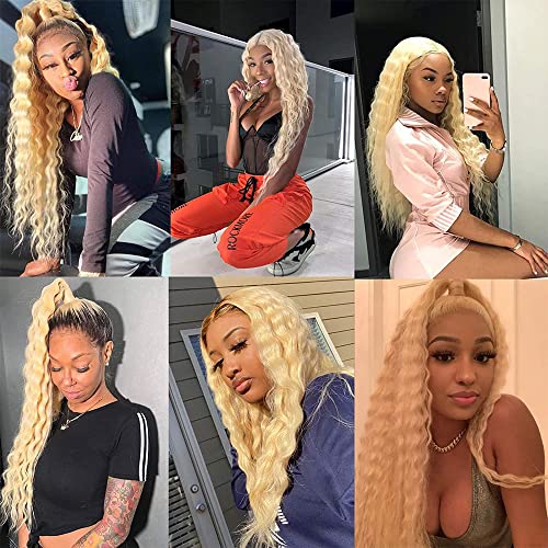 30 Inch 613 Blonde Deep Wave Human Hair Bundle Unprocessed Virgin Brazilian Weave - Image 2