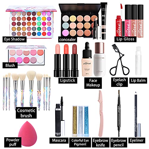 All-in-One Makeup Gift Set Travel Makeup Kit Complete Starter Makeup Bundle Lipgloss Lipstick Concealer Blushes Powder Eyeshadow Palette Cosmetic Palette for Teen Girls & Adults #17 - Image 3
