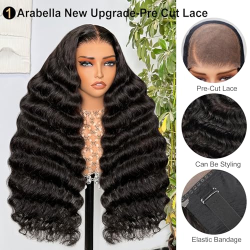 Arabella 5x6 Ready to Go Glueless Wigs Human Hair 210% Density Lace Front Wigs Human Hair 100% Loose Deep Wave Wigs Pre Cut Lace 12a Real Pre Bleached New Body Wave Wig (26inch, 5X6 Loose Curly Wig) - Image 2