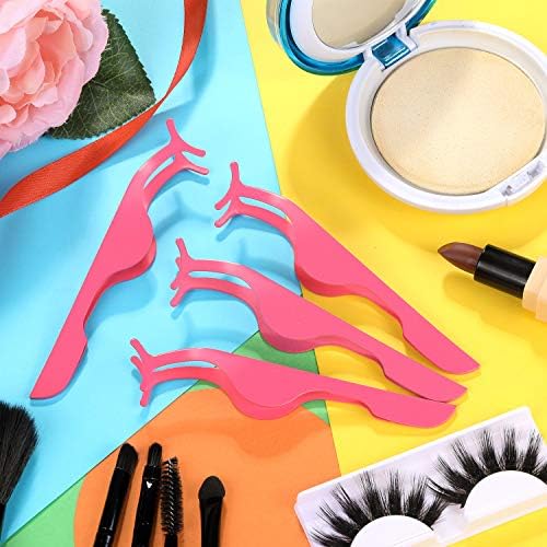 Pink 24-Piece Stainless Steel Eyelash Applicator Set for Effortless Makeup Application - Image 4