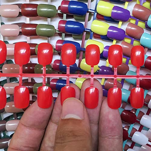 480pc Glossy Round Full Cover Press on Nails 20 Solid Colors for Women - Image 8