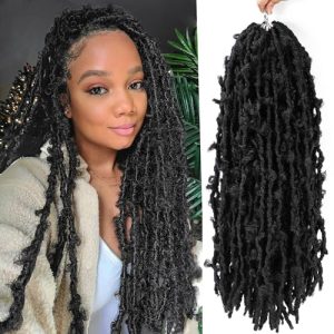 Butterfly Locs Crochet Hair 24 Inch Distressed Locs Crochet Hair 6 Packs Crochet Butterfly Locs, Prelooped Crochet Hair for Black Women 1B