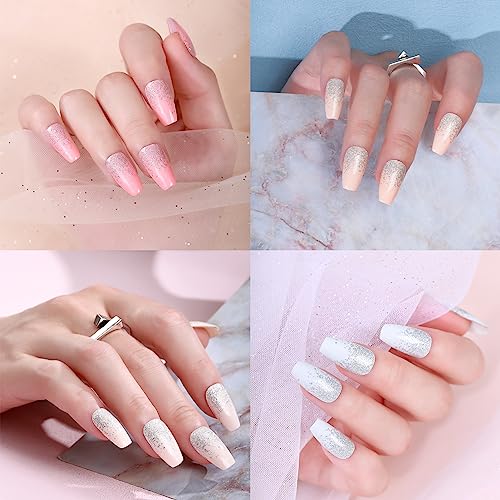 8 Sheets Nail Wraps for Women Nail Polish Strips Solid Color French Glitter Colorful Full Nail Polish Sticker, DIY Self-Adhesive Black White Sparkle Nail Art Decals Decor with 2 Piece Nail Files (128 Pieces) - Image 6