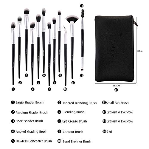 Daubigny 12 PCS Eye Makeup Brush Set with Carrying Bag for Eyeshadow and Concealer - Image 2
