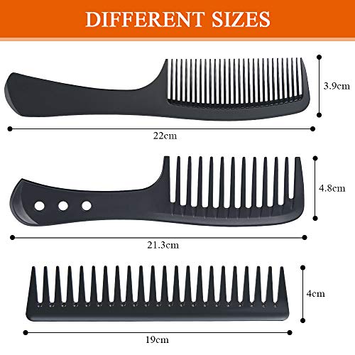 Hairdressing Combs Set, 3 Pack Wide Tooth Combs, Heat Resistant Anti-static Carbon Hair Brush Hair Comb for Long, Wet or Curly Hair Detangling - Image 2