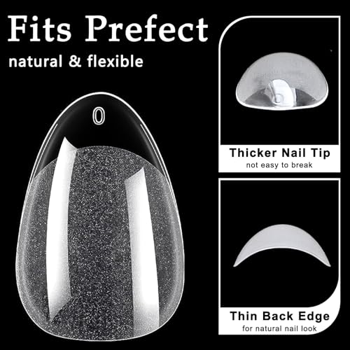 AddFavor 240pcs Short Almond Nail Tips Soft Gel x Nail Tips Almond Clear Fake Nails Short Acrylic Nail Tips Full Cover Gel Nails for Extension Nail Manicure Salon Home DIY - Image 2