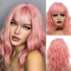 Hot Pink 22 Inch Long Human Hair Wig for Women Natural Look