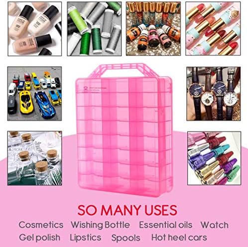 Makartt Nail Polish Organizer, Pink Universal Nail Polish Holder for 48 Bottles, Portable Acrylic Organizer Case with 8 Adjustable Dividers, Space Saver for Nail Bottles Display - Image 7
