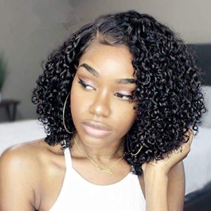 Dorosy Hair Transparent Lace Front Wigs Human Hair Wigs for Black Women 13x4 Lace Front Wigs Brazilian Wet Short Bob Curly Wigs Glueless Pre Plucked with Baby Hair(10 inch)