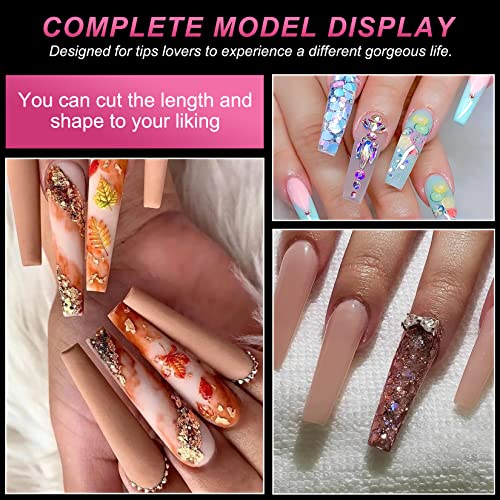 AOREAM Long Square Nail Tips 240PCS Clear Soft Gel False Nails Half Matte Full Cover Press on Nails 12 Sizes Coffin Nail Tips for Acrylic Nails Professional Salon for Home DIY - Image 7