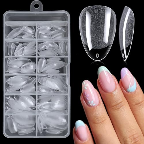 AddFavor 240pcs Short Almond Nail Tips Soft Gel x Nail Tips Almond Clear Fake Nails Short Acrylic Nail Tips Full Cover Gel Nails for Extension Nail Manicure Salon Home DIY