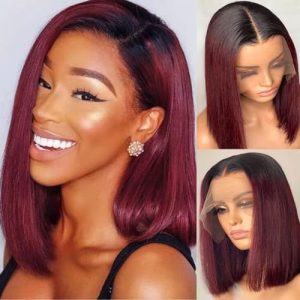 ?Burgundy Full Lace Human Hair Wig?