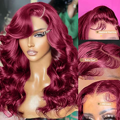 Red Human Hair Lace Front Wig in Red - Image 2