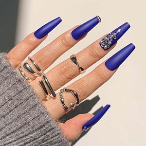 Light Blue Coffin Acrylic Nails