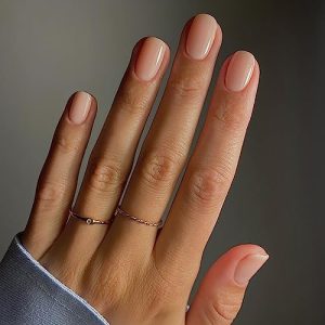 Press on Nails Extra Short Nude Fake Nails Square Petite Solid Color Acrylic Nails Short False Nails with Designs Glossy Reusable Artificial Stick on Nails for Women Girls DIY Manicure Decorations…