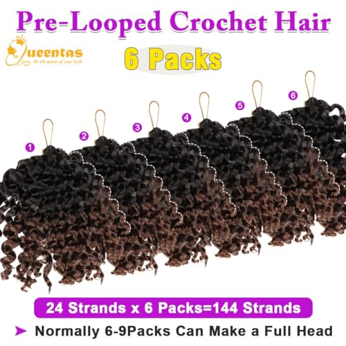 QUEENTAS 6Packs Jamaican Bounce Crochet Hair for Women Bounce Curl Wand Curl Crochet Braiding Braids Hair Curly Crochet Hair 72 Roots (8inch,#1B/30) - Image 4