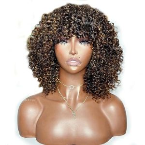 22 Inch Mongolian Curly Human Hair Wig for Women Natural Look