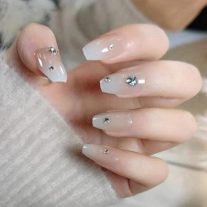 Ombre Acrylic Nails Natural Look Medium Size Set of 24