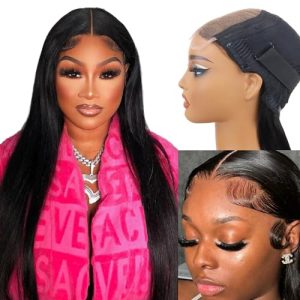 SKINLIKE 5X5 REAL HD Closure Wig Human Hair Invisible Scalp-Melting - Glueless Straight, 0.1mm Ultra-Thin Seamless Blending HD Lace,Tiny Knots, Pre-Plucked, Bleached Knots, 180% Density 16 Inch