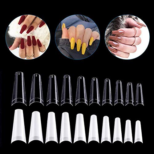 YIMART 500pcs Clear Flat Head Coffin Style French Nail Tips for Nail Art Salon Use - Image 4