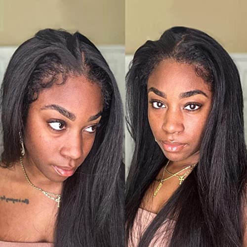 HD Lace Front Wigs Human Hair Pre Plucked 13x6 HD Lace Ultra-thin SKINLIKE Real Swiss Lace Frontal Wigs 180% Density Bleached Knots for Black Women ,Kinky Straight Human Hair Wig with 4C Curly Edge Baby Hair (20", 13x6 SKINLIKE Real HD Lace Fontal Wig With 4C Edge) - Image 2