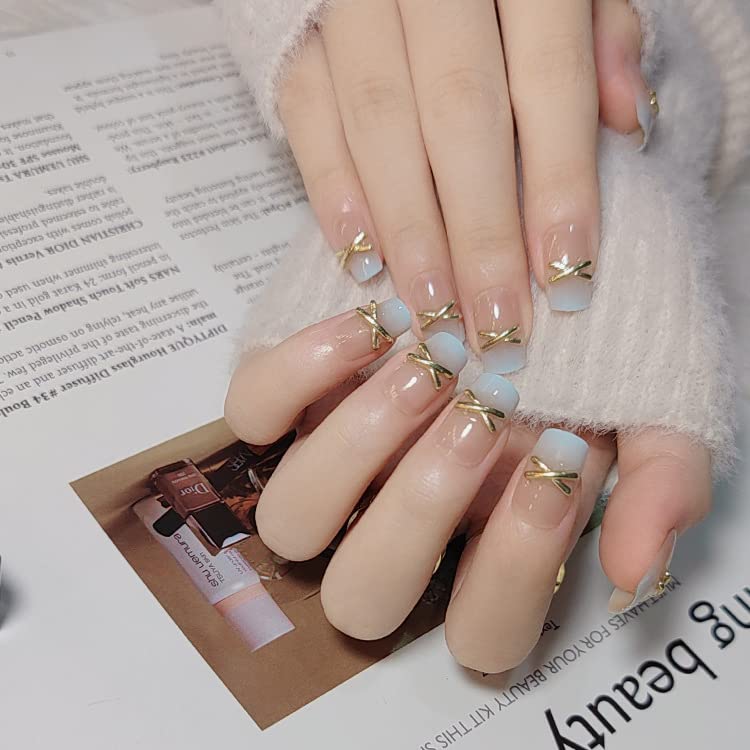 Light Blue Ombre Acrylic Nail Design Set for Chic Nail Art Enthusiasts - 100 Piece - Image 5