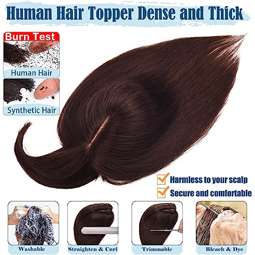 JGS1996 100% Remy Human Hair Topper with Bangs for Thinning Hair, Medium Size - Image 3