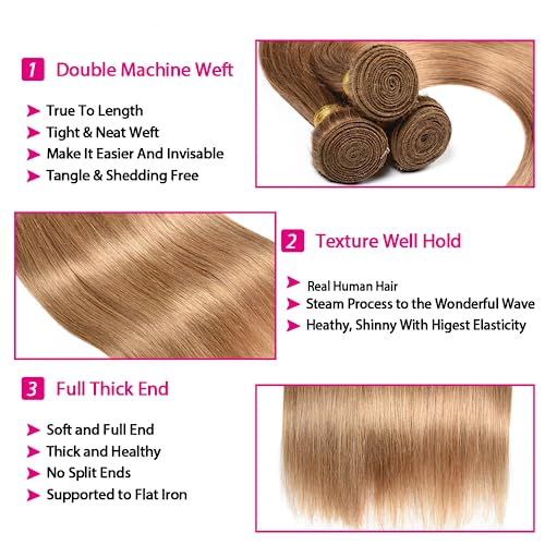 Honey Blonde Straight Hair Bundles 8A Grade Double Weft 300g 22 24 26 Inch - Image 3