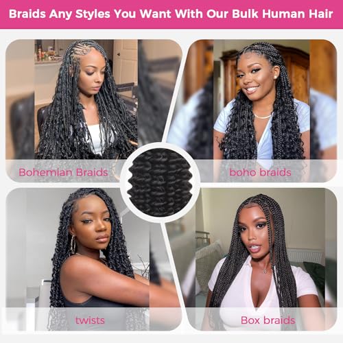 Human Braiding Hair Kinky Curly Bulk Human Hair for Braiding 100% Virgin Hair Bulk for Boho Braids Box Braids No Weft Hair Extensions Natural Black 100g 1 Bundle/1 Pack 16 Inch - Image 8