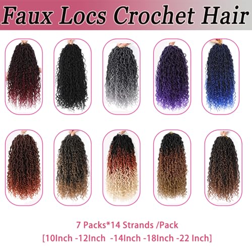 8 Packs Goddess Locs Crochet Hair- 24 Inch Faux Locs Crochet Hair for Black Women Soft Locs with Curly Ends Crochet Braids River Locs Crochet Locs (1B/30#) - Image 6
