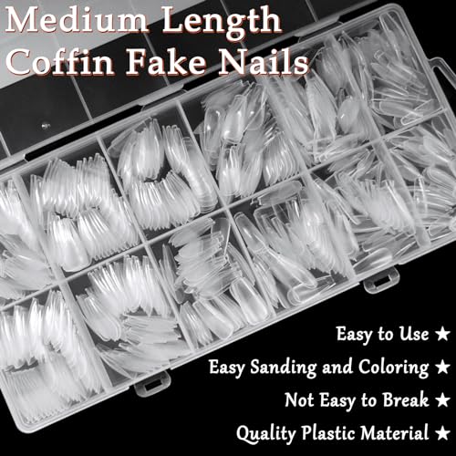 "Solid Color Coffin Acrylic Nails" - Image 5