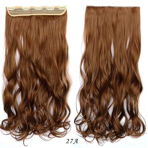 iLUU Clip Hair Strawberry Blonde 5 Clips on Extensions 24"/120g Thick Heat Resistent Fiber Hairpiece Wavy Curly Clip ins Synthetic Hair Extensions for Women Daily Party Use - Image 6