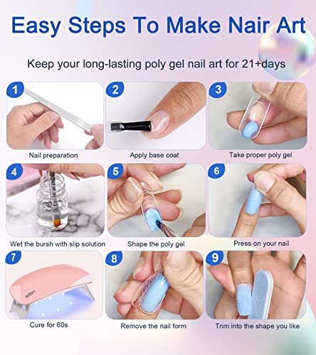 Poly Gel Nail Kit, 6 Poly Nail gel Colors With Nail Lamp, Nail Extension Kit With Slip Solution Top Base Coat Builder Nails Art Tools For Beginners Gift for Christmas - Image 7