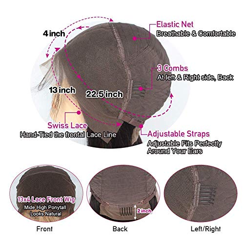 Lace Front Wigs Human Hair for Black Women 180% Density 10A Brazilian 13x4 Straight Human Hair Lace Front Wigs Pre Plucked with Baby Hair Natural Hairline Wigs(20inch) - Image 3