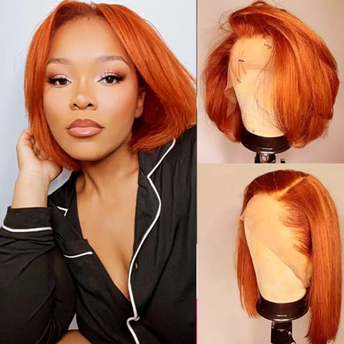 ?Red Orange Human Hair Wig?