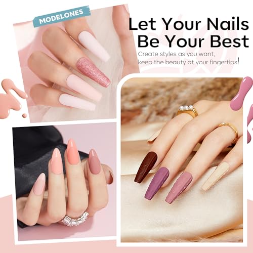 Modelones 45PCS Gel Nail Polish Kit with U V Light 28 Colors Valentine's Day Gift Pink Nude Purple Glitter Gel Nail Polish Set/48W Nail Dryer/Glossy & Matte Base Top Coat/Nail Primer/Manicure Tool DIY - Image 5