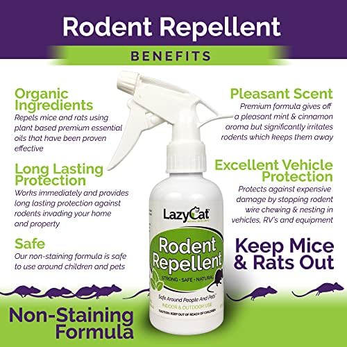 Peppermint Oil Spray for Rodents Plus Cinnamon Oil - MAX Power Mouse Repellent for Home RV Campers Boats Car Engines – Repel Mice and Rats from House Non-Staining 2X Strength (2 Pack) by Lazy Cat - Image 3