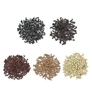 1000 Pcs 3.4 mm Micro Link Ring Copper Tubes Beads Locks for I-Tip Human Hair Extensions (Black+Dark Brown+Brown+Dark Blonde+Blonde)