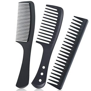 Hairdressing Combs Set, 3 Pack Wide Tooth Combs, Heat Resistant Anti-static Carbon Hair Brush Hair Comb for Long, Wet or Curly Hair Detangling