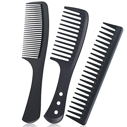 Hairdressing Combs Set, 3 Pack Wide Tooth Combs, Heat Resistant Anti-static Carbon Hair Brush Hair Comb for Long, Wet or Curly Hair Detangling