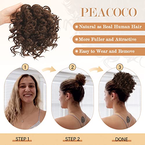 PEACOCO Messy Bun Short Curly Ponytail Extension Elastic Drawstring Loose Hair Bun Hair Pieces for Women with Thinning Hair High Temperature Synthetic Fiber Hair Bun Extension 80g - Image 4