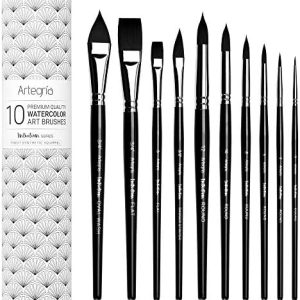 10-Piece Natural Bristle Artist Brushes Set - Professional Painting Tools