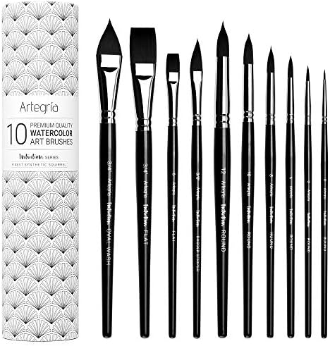 10-Piece Natural Bristle Artist Brushes Set - Professional Painting Tools