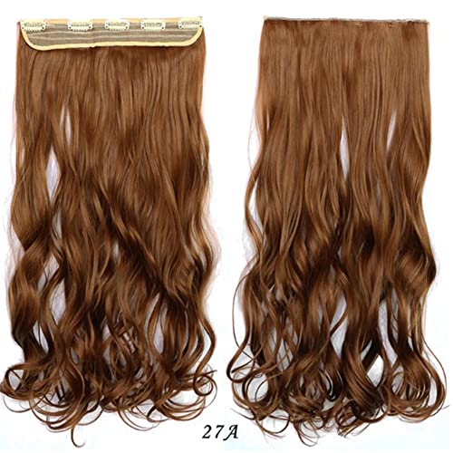 iLUU Clip Hair Strawberry Blonde 5 Clips on Extensions 24"/120g Thick Heat Resistent Fiber Hairpiece Wavy Curly Clip ins Synthetic Hair Extensions for Women Daily Party Use - Image 7