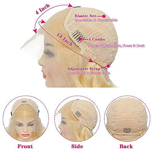 Blonde Lace Front Wigs Human Hair 13x4 613 Lace Front Wig Human Hair Body Wave 613 Frontal Wig Human Hair Pre Plucked with Baby Hair 180% Density 28Inch - Image 2