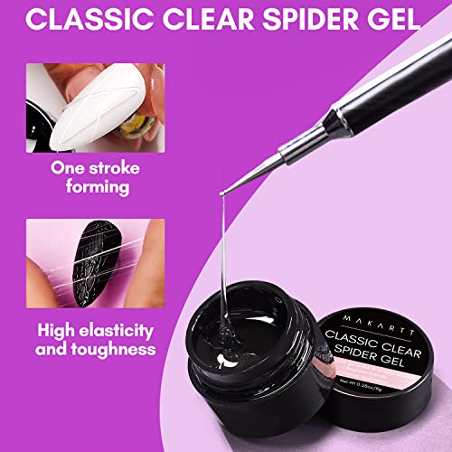 Makartt Clear Spider Gel for Nail with Nail File Bundle, Gel Nail Paint Drawing 3D Spider Gel Nail Art Polish, 100/180 Grit Nail Files for Acrylic Nails Gel - Image 3